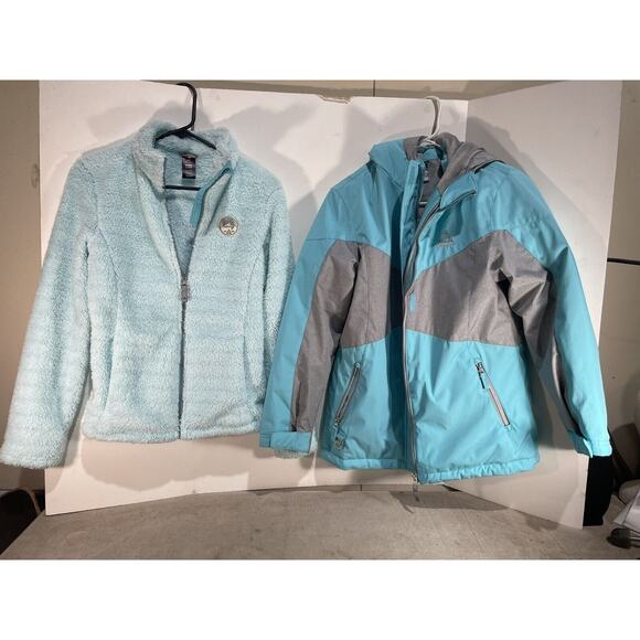 GERRY GIRLS L 14-16 3 IN 1 SYSTEM Ski JACKET, INNER JACKET & Gray Blue